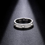 Close-up of moissanite center stone highlighting brilliance and clarity