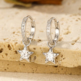 Star-Shaped Moissanite Stud Earrings in Sterling Silver - Detail View - FITINY Jewelry
