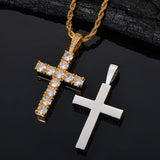 Oversized Hip Hop Cross Necklace for Men – White Gold Plated - Front View - FITINY Jewelry