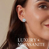 S925 Multicolor Moissanite Round Halo Stud Earrings with Threaded Needle, 8 Color Options, 0.1-3ct D-Grade VVS, Sterling Silver Jewelry for Men Women - FITINY Jewelry