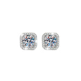S925 Colorful Moissanite/CZ Square Halo Earrings, 0.5-1ct D-Grade VVS Certificate, Hypoallergenic Sterling Silver Jewelry Gift - FITINY Jewelry