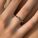 Geometric Moissanite Accent Ring in Sterling Silver - Side View - FITINY