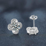 S925 Moissanite Clover Stud Earrings, Sterling Silver Minimalist Earrings Jewelry - FITINY Jewelry