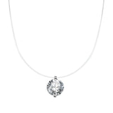 S925 Mermaid Tear Floating Moissanite Necklace, 0.5–3ct Sterling Silver Invisible Fishing Line Pendant, 40+5cm Adjustable Dainty Minimalist Choker - FITINY Jewelry