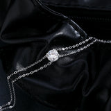 Round Moissanite Single-Stone Double-Layer Bracelet in Sterl - Detail View - FITINY Jewelry