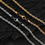 Twist Link Hip Hop Necklace & Bracelet Set in Stainless Stee - Front View - FITINY Jewelry