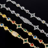 Geometric Zirconia Hip Hop Necklace in Gold or White Gold – - On Model View - FITINY