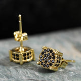 Multicolor Iced Out CZ Micro Pave Round Stud Earrings for Men Women, Hiphop 4-Prong 5A Cubic Zirconia Bling Fashion Studs, 14k White Gold Post - FITINY Jewelry