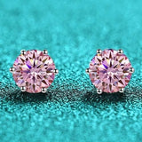 S925 Colorful Moissanite & CZ Classic 6-Prong Stud Earrings For Men Women Gift, 10 Color 0.5-2ct D-Grade VVS Certificated Moissanite Sterling Silver Studs - FITINY Jewelry