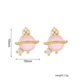 16 Pairs Pink Heart Stud Hoop Huggies Drop Earrings Set, 18K Gold Plated Stacking CZ & Pearl Designs, Planet Snowflake Moon Star - FITINY Jewelry