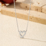 Irregular Heart Pendant Necklace in Sterling Silver with Moi - On Model View - FITINY