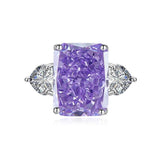 Multicolor Ice Flower Cut CZ Adjustable Ring, 10*14mm 5A Main Cubic Zirconia, Two Heart Side CZ, Dainty Luxe - FITINY Jewelry