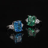 Multicolor Ice Flower Cut CZ Adjustable Ring, 10*14mm 5A Main Cubic Zirconia, Two Heart Side CZ, Dainty Luxe - FITINY Jewelry