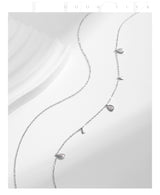 Geometric Double-Layer Drop Pendant Necklace in Sterling Silver with Moissanite