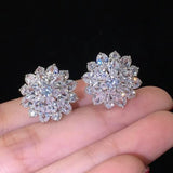 S925 Ice Flower 5A Zircon Stud Earrings, Sterling Silver Jewelry for Women - FITINY Jewelry