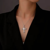 S925 Sterling Silver Moissanite Cross Necklace for Men and Women – Delicate Cross Pendant Elegant Collarbone Chain - FITINY Jewelry