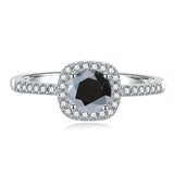 S925 Multicolor Moissanite Cushion Halo Adjustable Rings with Pavé-Set Band & Square Accents, 0.5ct-2ct D-Grade VVS Certificate, 12 Vibrant Colors, Sterling Silver Jewelry - FITINY Jewelry
