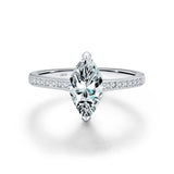 Marquise-Cut Moissanite Ring in Sterling Silver – Elegant Lu - Front View - FITINY Jewelry