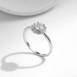 Round Moissanite Solitaire Ring in Sterling Silver – Minimal - On Model View - FITINY