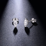 Close-up macro shot highlighting 2EX cut brilliance and precise prong setting of moissanite