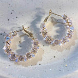 Dazzling Irregular Crystal Circle Hoop Earrings with S925 Sterling Silver Post, New Trend Elegant Geometry Earrings for Women Gifts - FITINY Jewelry
