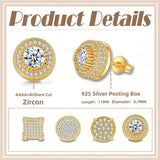 Iced Out CZ 18k Dazzling Stud Earrings, S925 Silver Post, 4 Style Options, Hip Hop Hypoallergenic 4A Cubic Zirconia Bling Studs for Men and Women - FITINY Jewelry