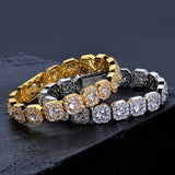 Detail of zirconia stone setting technique on white gold bracelet