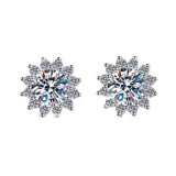 S925 Colorful Moissanite/CZ Sunflower Halo Stud Earrings, 12 Color 0.5ct D-Grade VVS Certificate, Hypoallergenic Sterling Silver Jewelry Gift - FITINY Jewelry