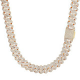 Triple-Row Diamond-Cut Cuban Chain Necklace with Cubic Zirco - Front View - FITINY Jewelry