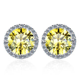 S925 Multicolor Moissanite Halo Stud Earrings, Sterling Silver 10 Color Round-Cut Certificated Moissanite Jewelry for Men & Women, Simple & Stylish Gift for Wedding, Birthday, Anniversary - FITINY Jewelry