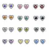 S925 Colorful Moissanite/CZ Heart Shape Halo Stud Earrings, 0.5ct D-Grade VVS Certificate, Hypoallergenic Sterling Silver Gift - FITINY Jewelry