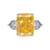 Multicolor Ice Flower Cut CZ Adjustable Ring, 10*14mm 5A Main Cubic Zirconia, Two Heart Side CZ, Dainty Luxe - FITINY Jewelry