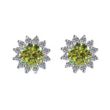 S925 Colorful Moissanite/CZ Sunflower Halo Stud Earrings, 12 Color 0.5ct D-Grade VVS Certificate, Hypoallergenic Sterling Silver Jewelry Gift - FITINY Jewelry