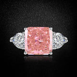 Multicolor Ice Flower Cut Square CZ Adjustable Ring, 10*10mm 8A Main Cubic Zirconia, Two Heart Side CZ, Dainty Luxe - FITINY Jewelry