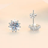 S925 Moissanite/CZ Sunflower Halo Stud Earrings, 0.5ct D-Grade VVS Certificate, Hypoallergenic Sterling Silver Jewelry Gift - FITINY Jewelry