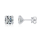 Round Moissanite Stud Earrings in Sterling Silver – Modern G - Front View - FITINY Jewelry