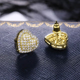 Dainty Iced Out CZ Heart Stud Earrings, Micro-Pavé Love Studs for Women Gifts - FITINY Jewelry