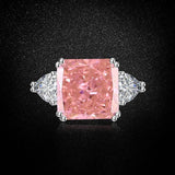 Multicolor Ice Flower Cut Square CZ Adjustable Ring, 12*12mm 8A Main Cubic Zirconia, Two Heart Side CZ, Dainty Luxe - FITINY Jewelry