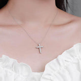 S925 Moissanite Cross Necklace, 3 Color Options, 11 Stones 0.1-0.5ct VVS, Dainty Luxe Clavicle Pendant, Sterling Silver Jewelry - FITINY Jewelry