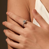 Geometric Moissanite Solitaire Ring in Sterling Silver – Hon - Side View - FITINY