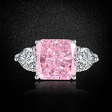 Multicolor Ice Flower Cut Square CZ Adjustable Ring, 10*10mm 8A Main Cubic Zirconia, Two Heart Side CZ, Dainty Luxe - FITINY Jewelry