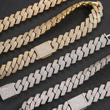 Triple-Row Diamond-Cut Cuban Chain Necklace with Cubic Zirco - Front View - FITINY Jewelry