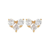 16 Pairs Pink Heart Stud Hoop Huggies Drop Earrings Set, 18K Gold Plated Stacking CZ & Pearl Designs, Planet Snowflake Moon Star - FITINY Jewelry