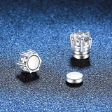 S925 Magnetic Moissanite / CZ Stud Earrings for Men Women, 1ct 6.5mm 6-Prong Round Cut, Inlaid Magnetic Earrings Non-Piercing Clip On Stud Earring - FITINY Jewelry