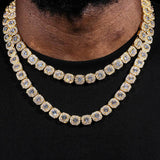 Geometric Square Ice Sugar Chain Necklace with Cubic Zirconi - Side View - FITINY