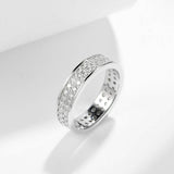 S925 Moissanite Matching Couple Eternity Bands Wedding Rings, Two-Row 1ct & Three-Row 1.8ct, D-Grade VVS, 18K White Gold Plated Unisex Rings - FITINY Jewelry