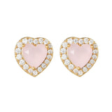 16 Pairs Pink Heart Stud Hoop Huggies Drop Earrings Set, 18K Gold Plated Stacking CZ & Pearl Designs, Planet Snowflake Moon Star - FITINY Jewelry
