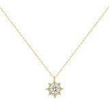 Snowflake Pendant Necklace in Sterling Silver with Sparkling - Front View - FITINY Jewelry