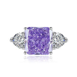 Multicolor Ice Flower Cut Square CZ Adjustable Ring, 10*10mm 8A Main Cubic Zirconia, Two Heart Side CZ, Dainty Luxe - FITINY Jewelry