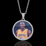 Hip Hop Round Photo Pendant Necklace with Cubic Zirconia in - Detail View - FITINY Jewelry